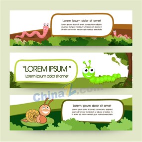 昆虫动物主题卡通横幅